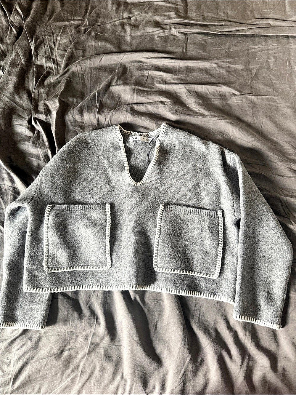 Zara Gray Pocket Sweater Size XS Like New